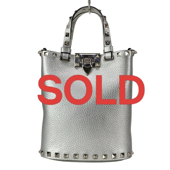 VALENTINOGARAVANI Rockstud Silver Leather - Tote Bag 752-051625 - Picture 1 of 14